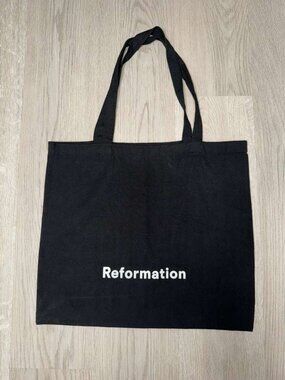 Reformation Canvas Logo Tote Bag - Black Eco-Friendly Reusable Cotton Bag